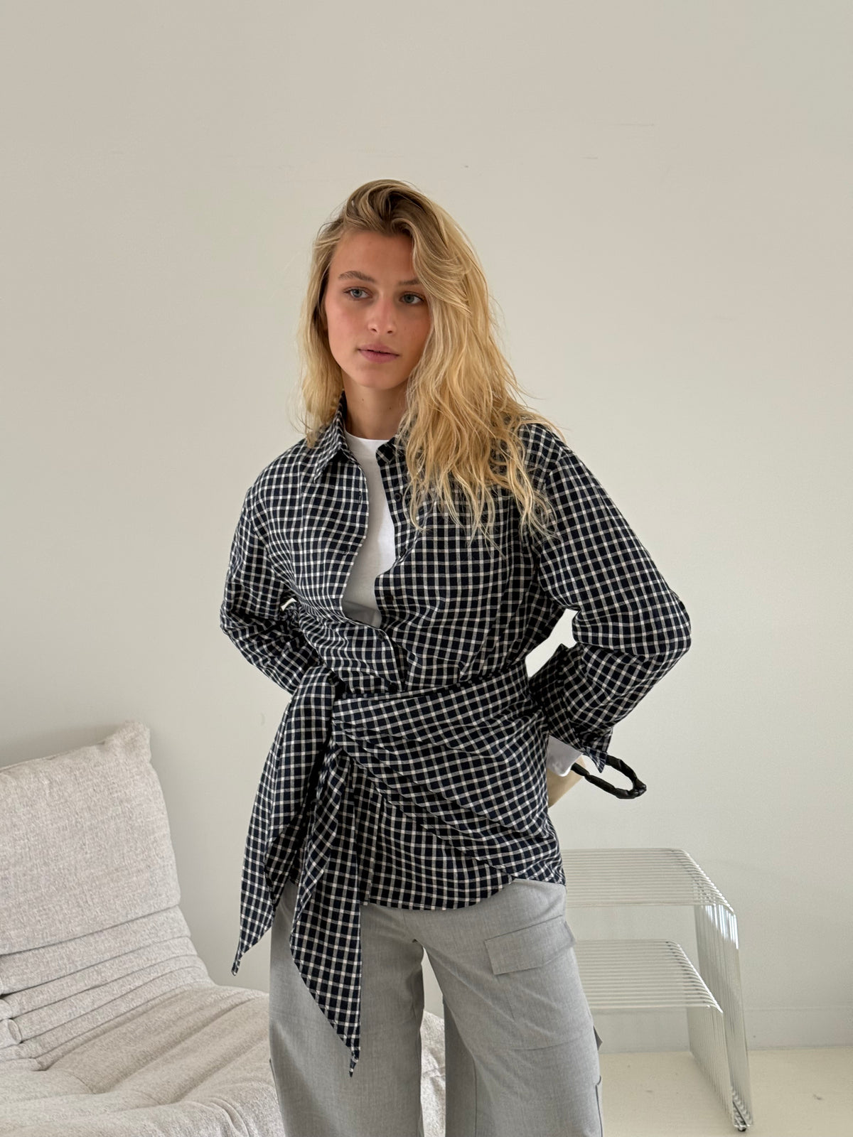 Archer | Checked shirt with scarf - Navy