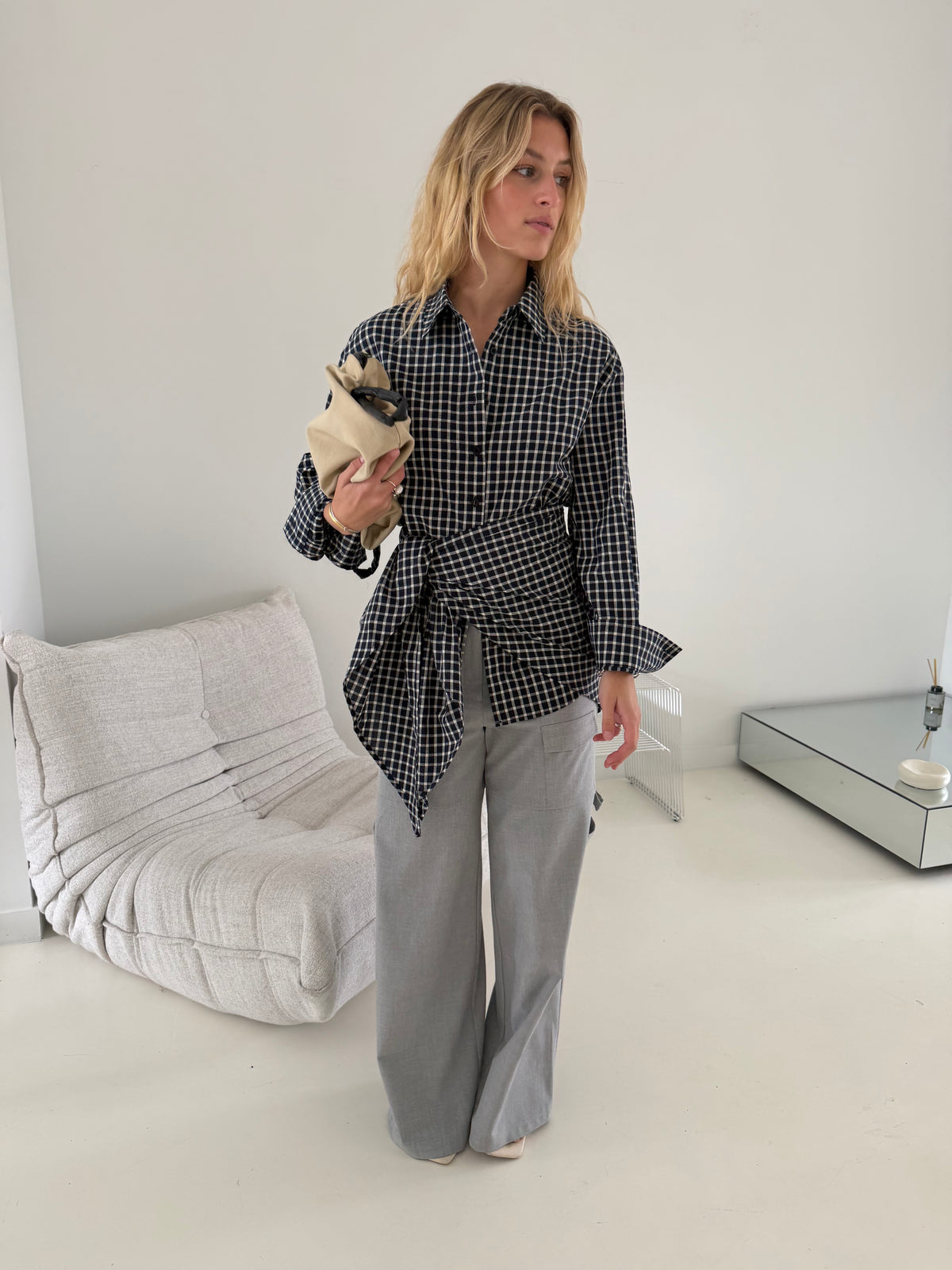 Archer | Checked shirt with scarf - Navy