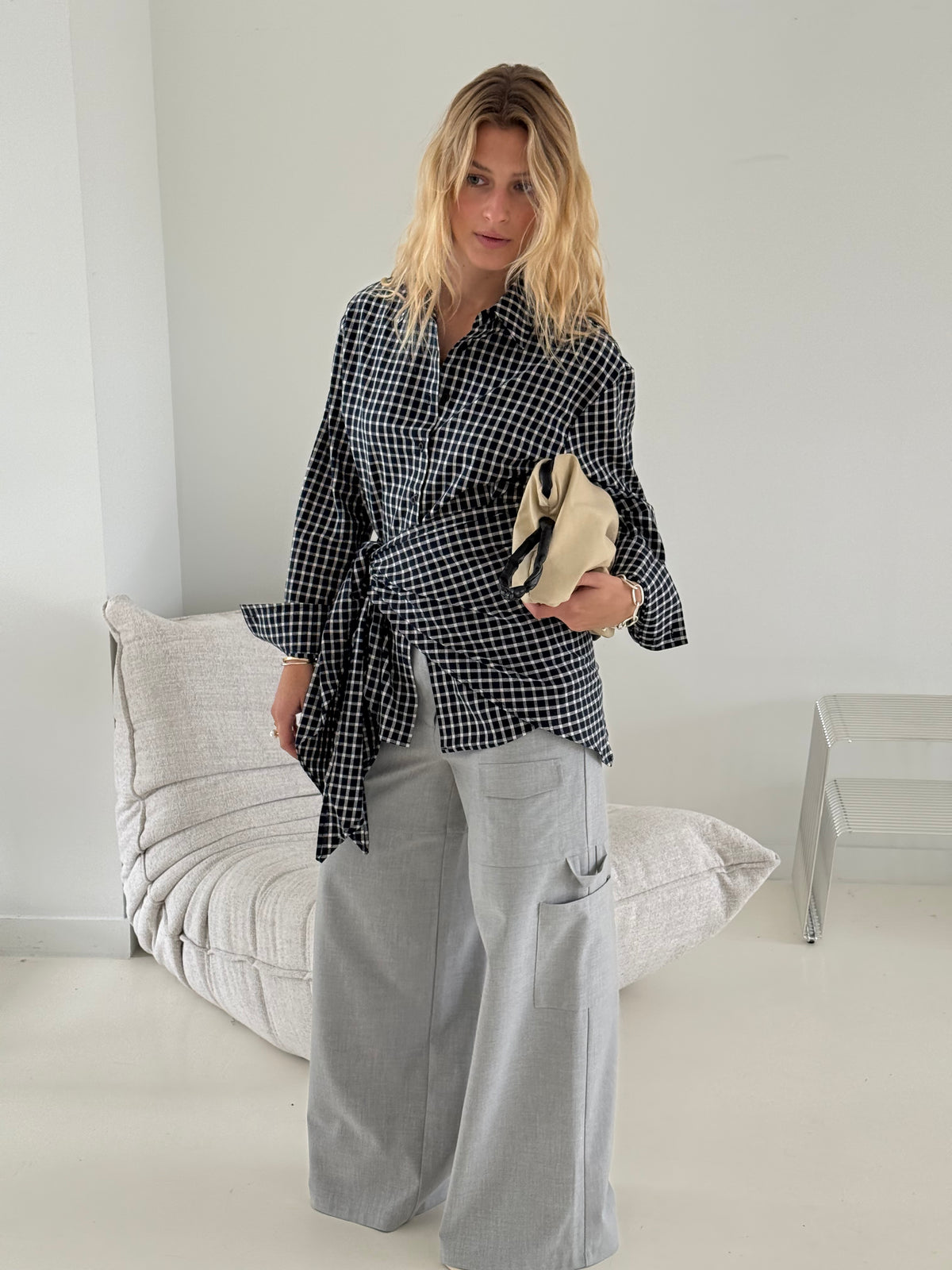 Archer | Checked shirt with scarf - Navy