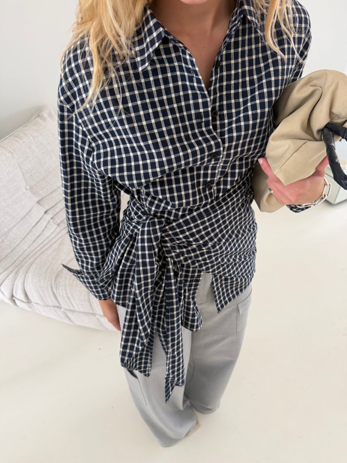 Archer | Checked shirt with scarf - Navy