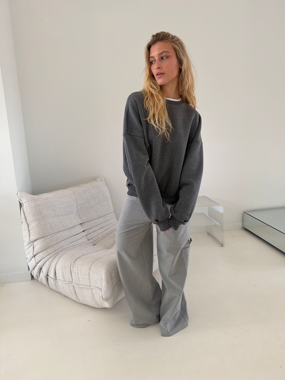 Bryan | Oversized Sweatshirt Double Collar - Dark Grey