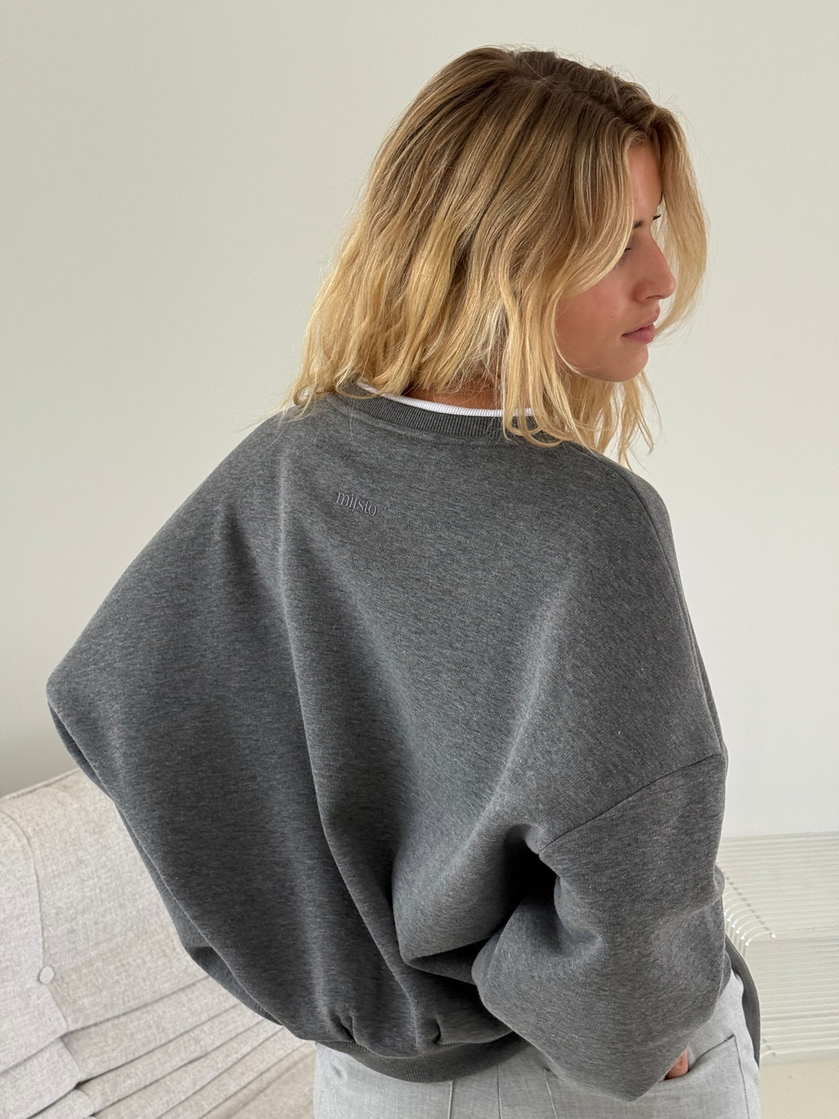 Bryan | Oversized Sweatshirt Double Collar - Dark Grey
