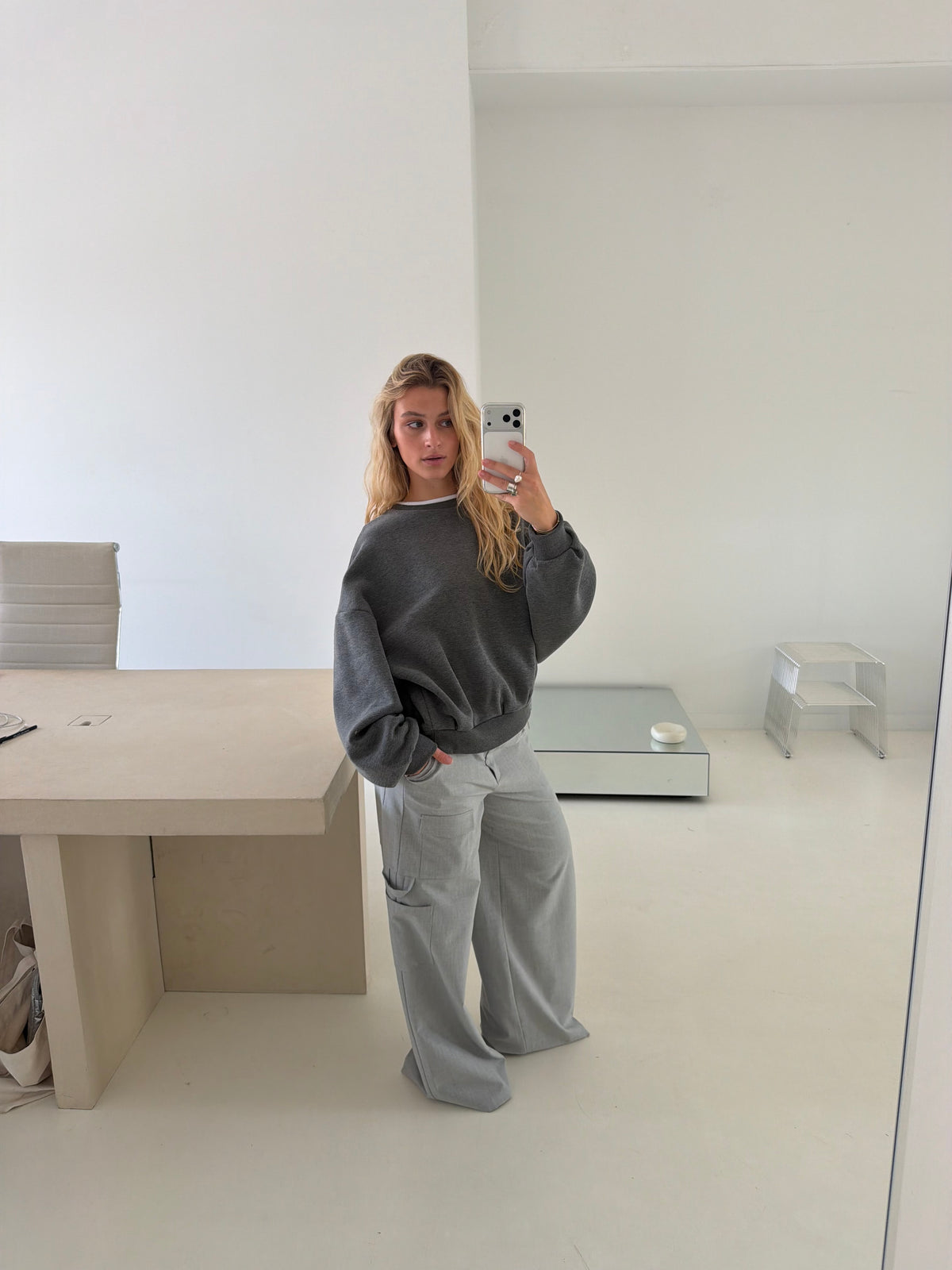 Bryan | Oversized Sweatshirt Double Collar - Dark Grey