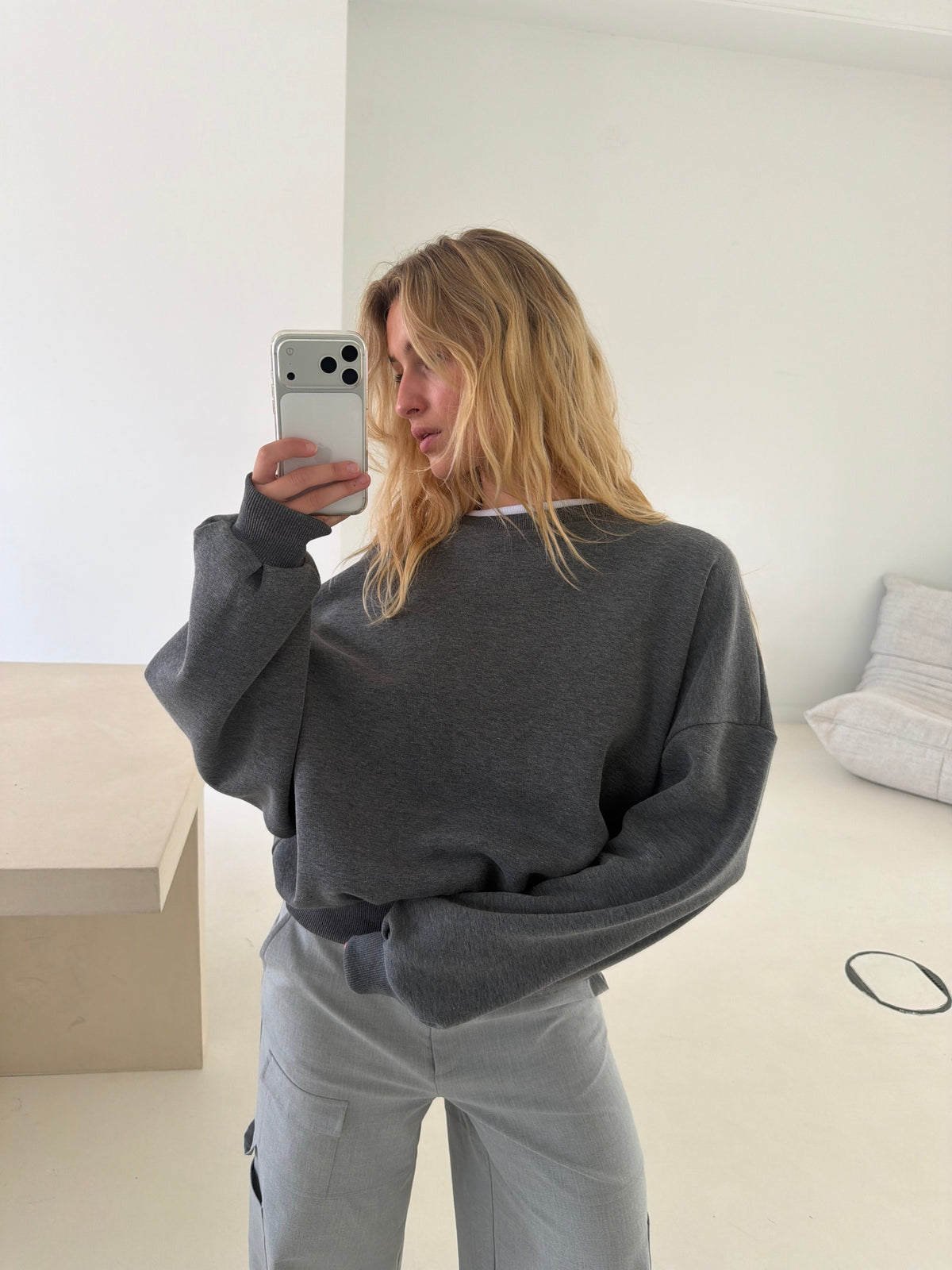 Bryan | Oversized Sweatshirt Double Collar - Dark Grey