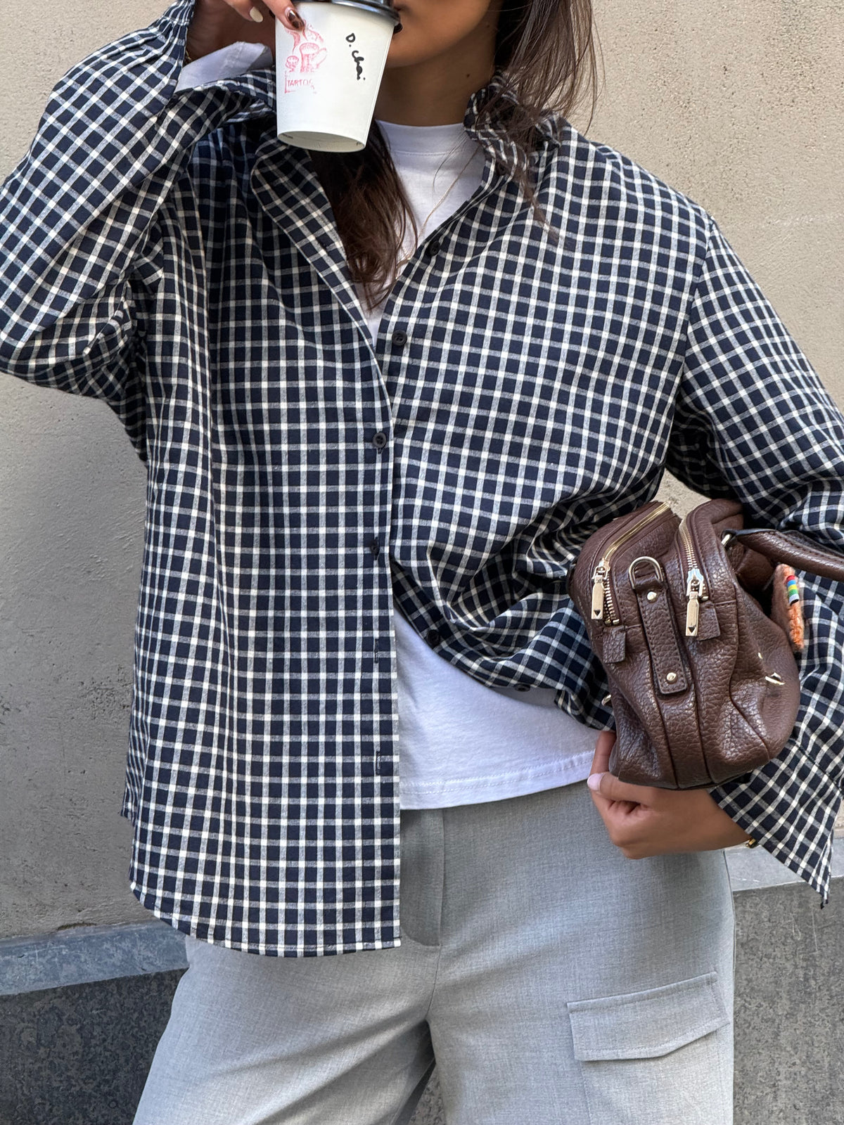 Archer | Checked shirt with scarf - Navy