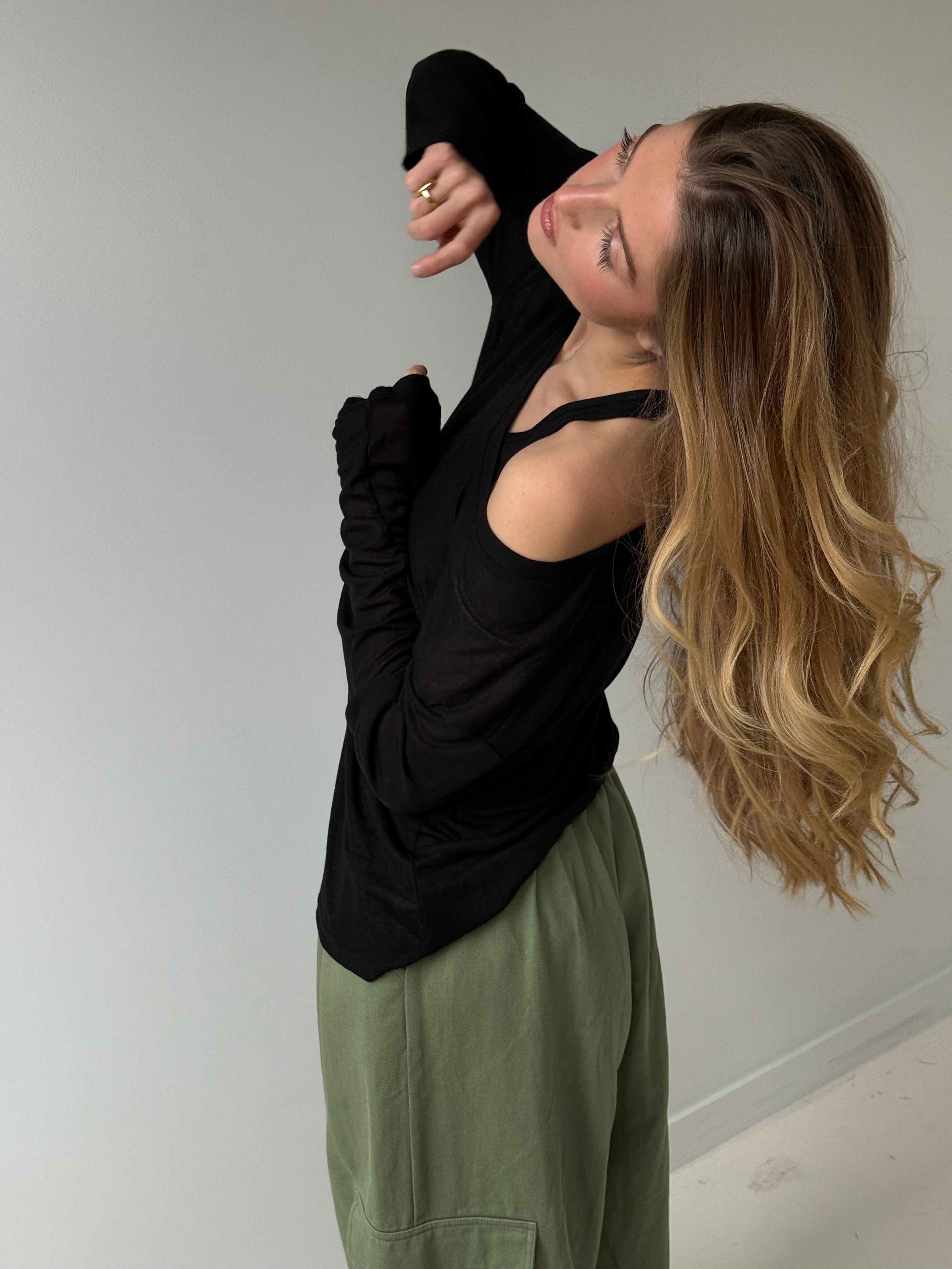 Agatha | Layered Tank and Tee Set - Black