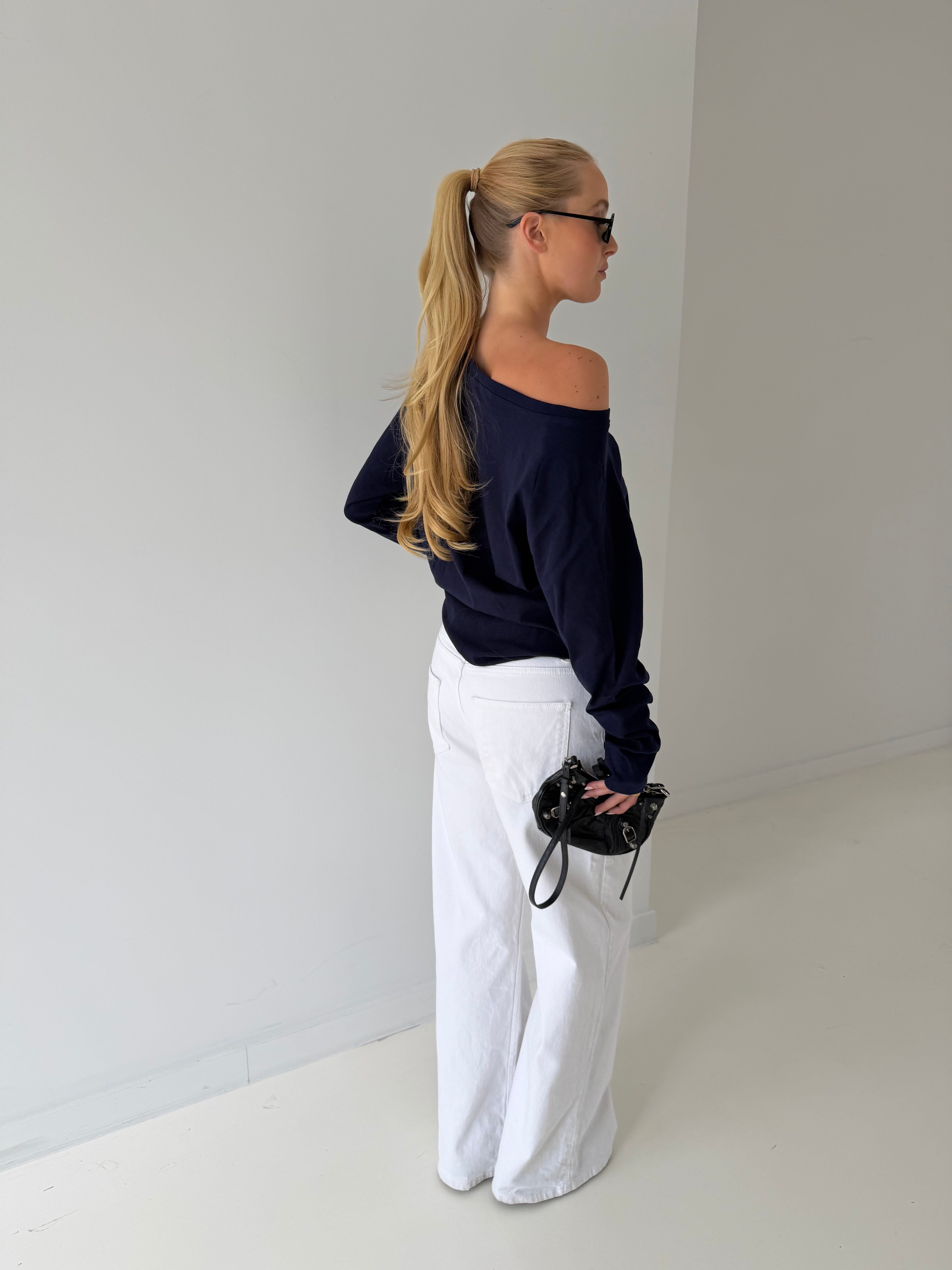 Aris | One Shoulder Longsleeve Top - Navy