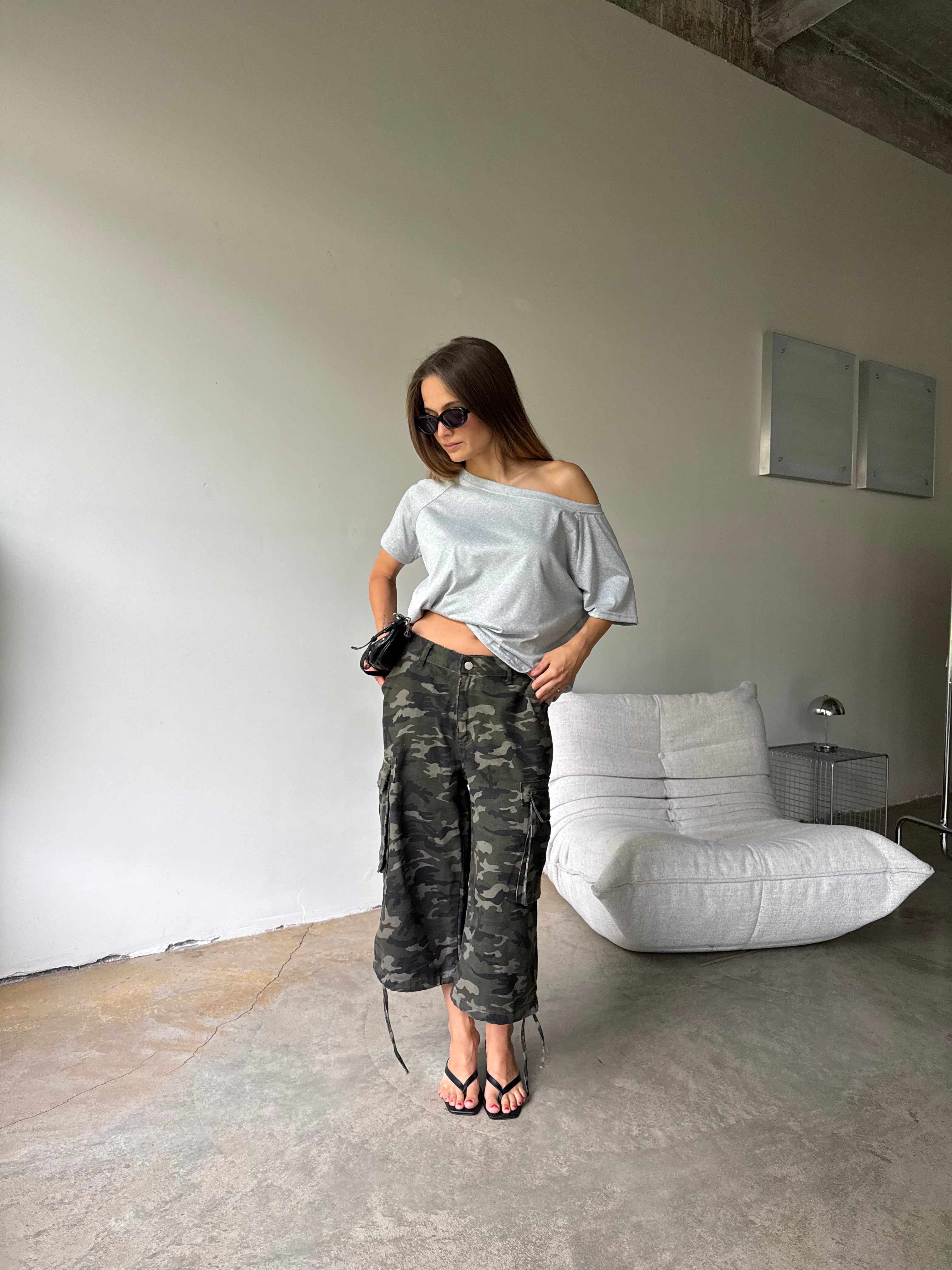 Addison | Oversized Off Shoulder Tshirt Grey