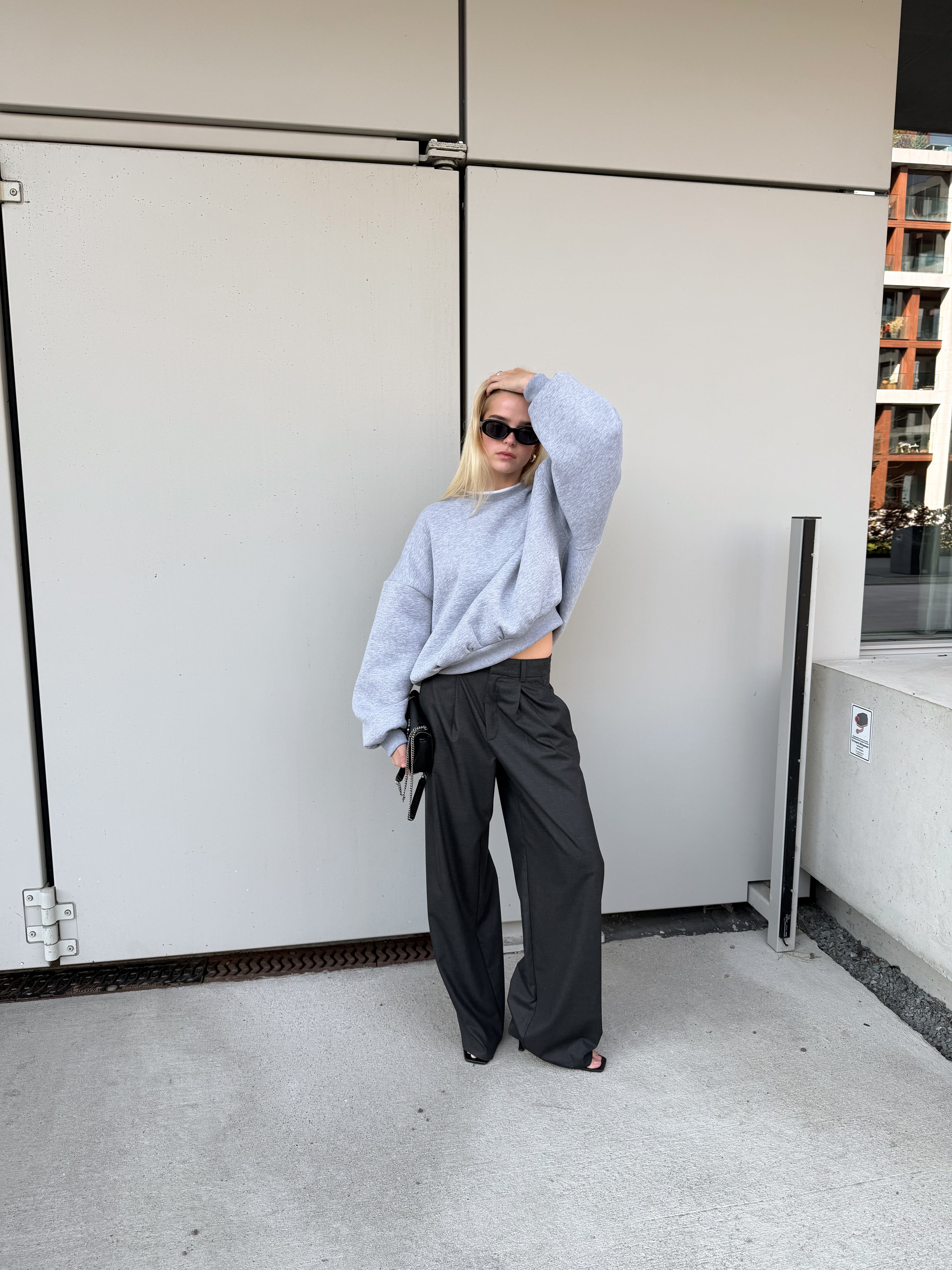 Bryan | Oversized Sweatshirt Double Collar - Grey