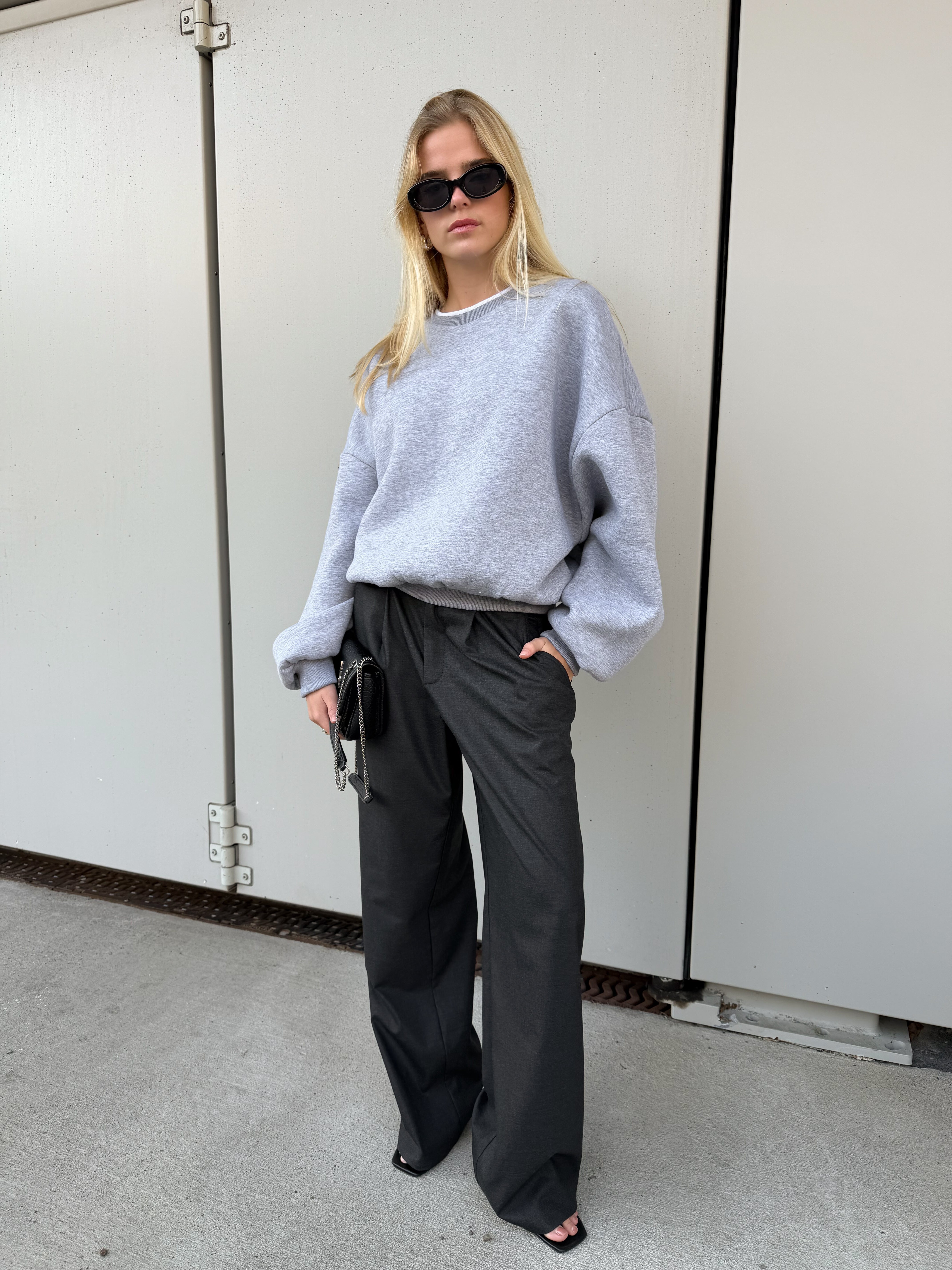 Bryan | Oversized Sweatshirt Double Collar - Grey