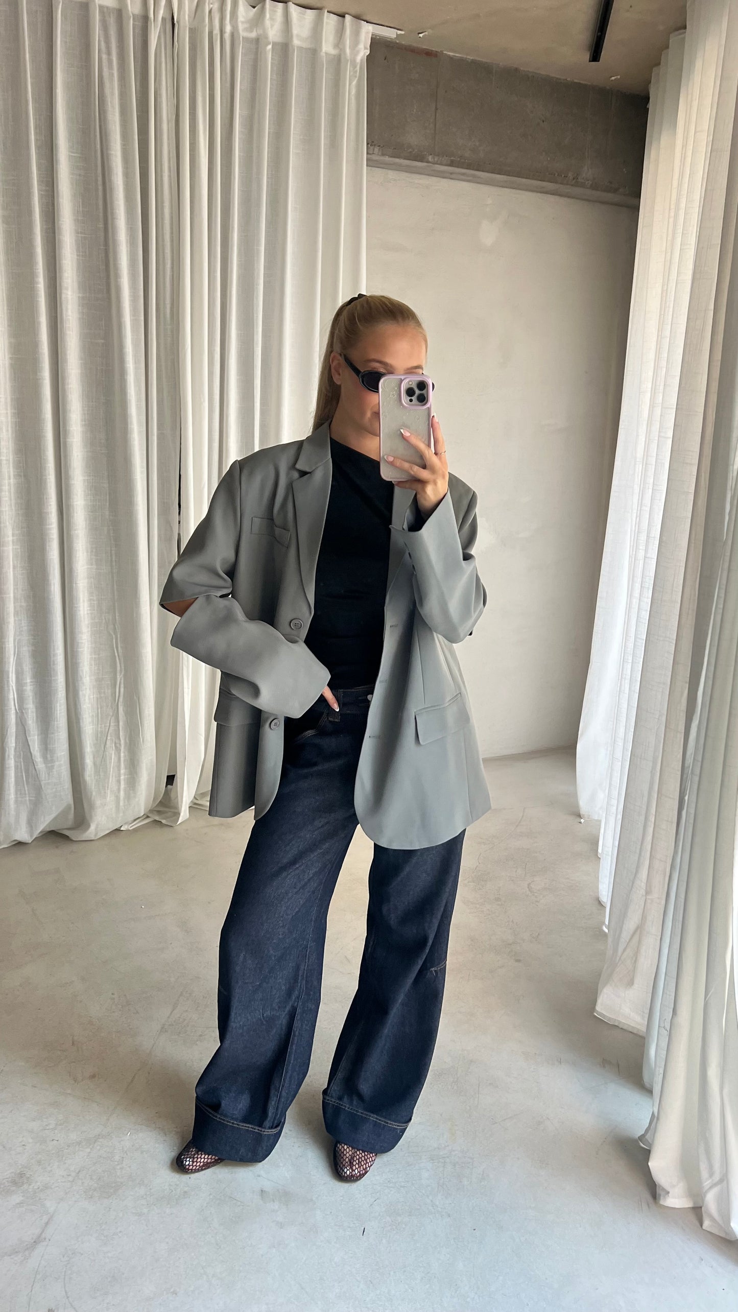 Elya | Cut Out Blazer Grey