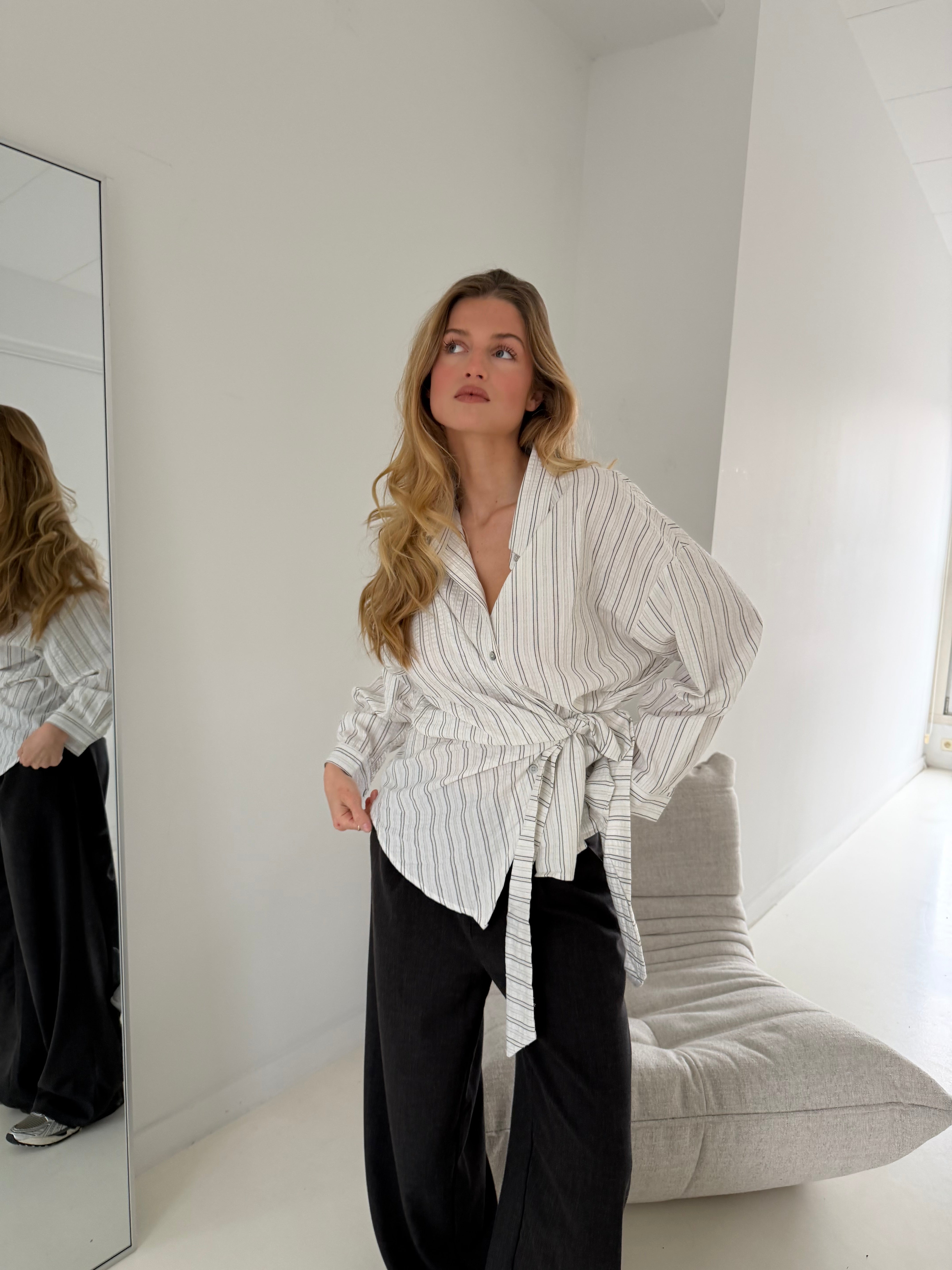 Alice | Side Wrapped Oversized Shirt - White