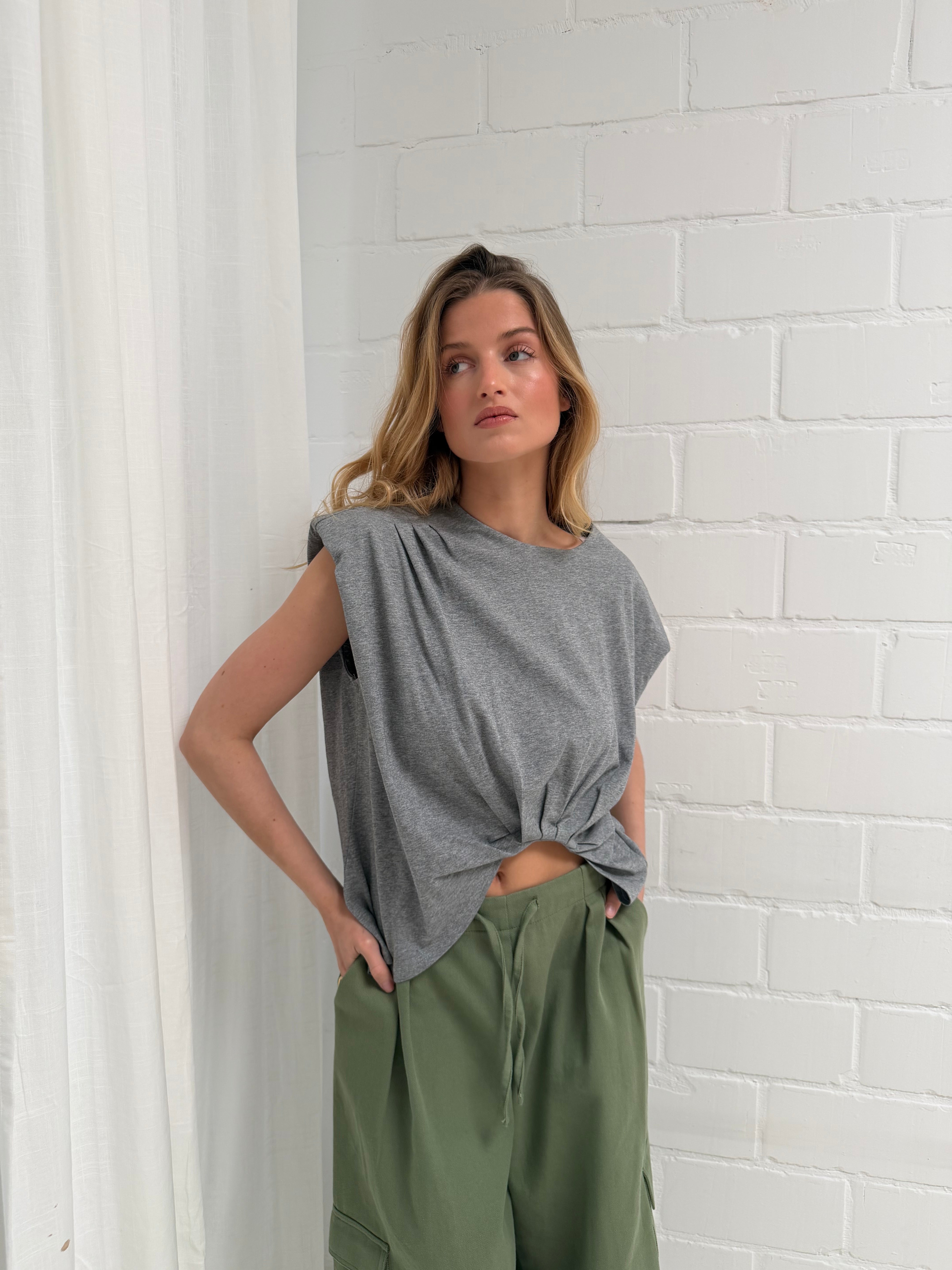 Abby | Pleated Shoulder Tshirt