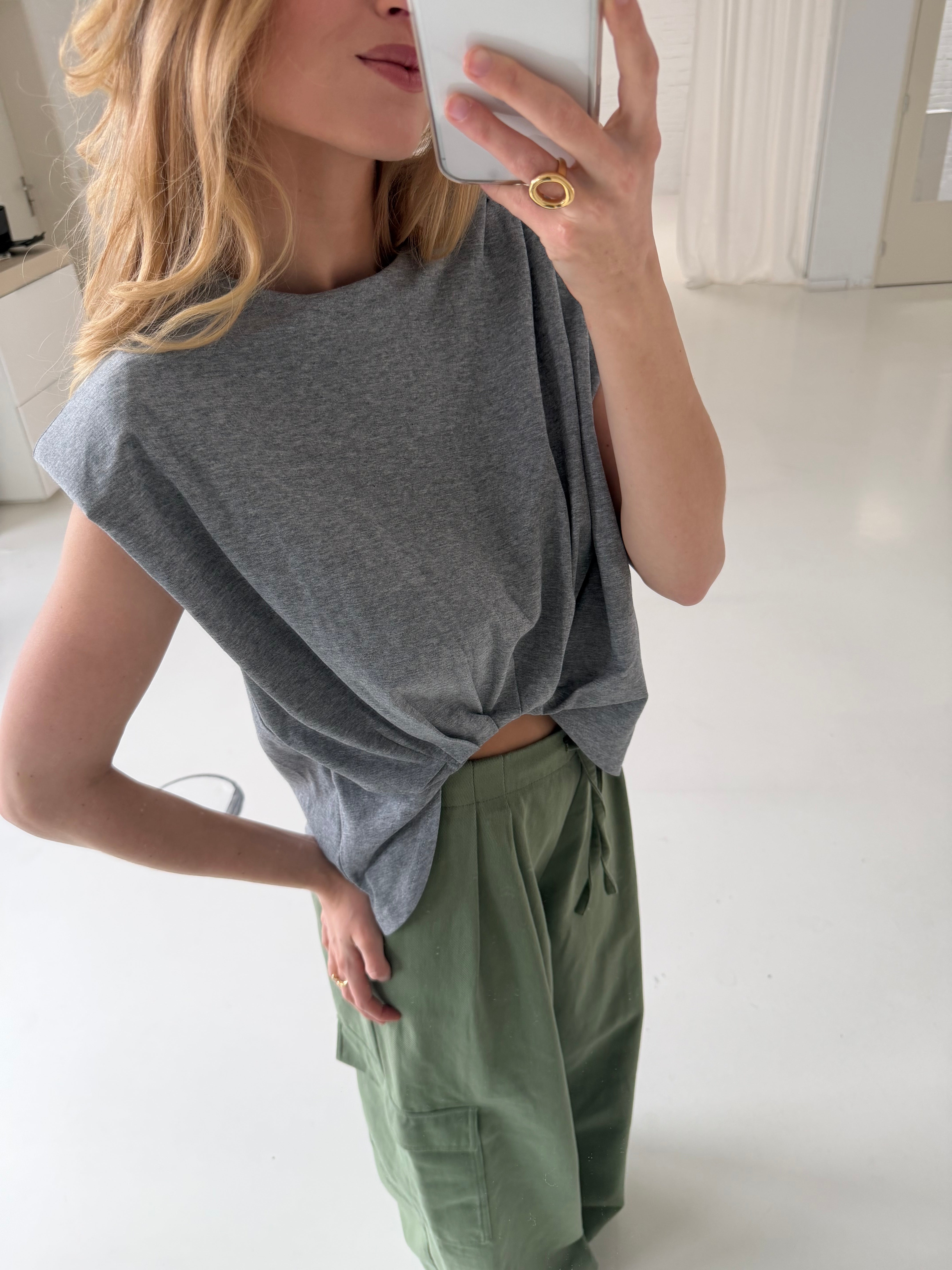 Abby | Pleated Shoulder Tshirt