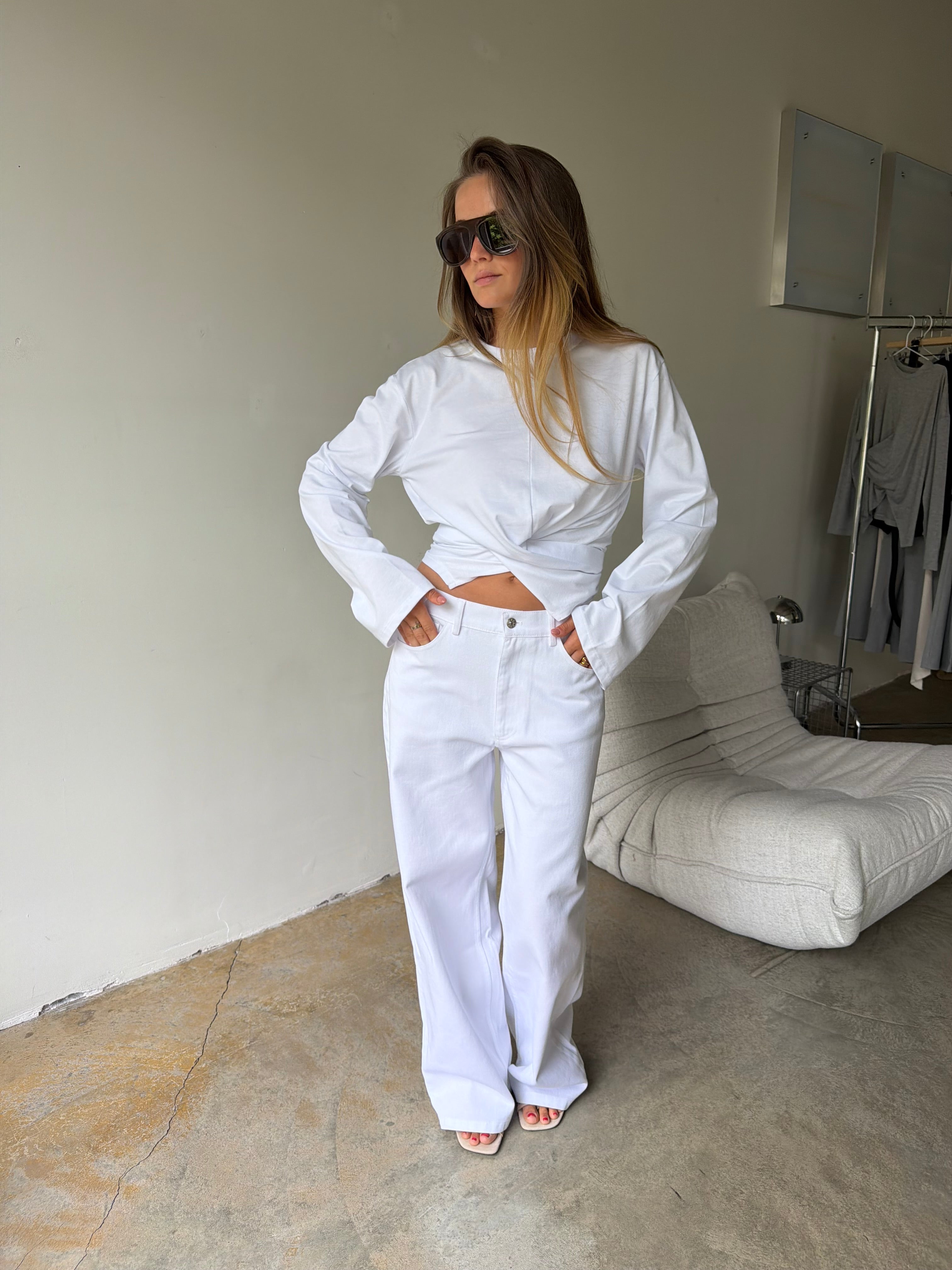 Peyton | Wide Leg Jeans - White