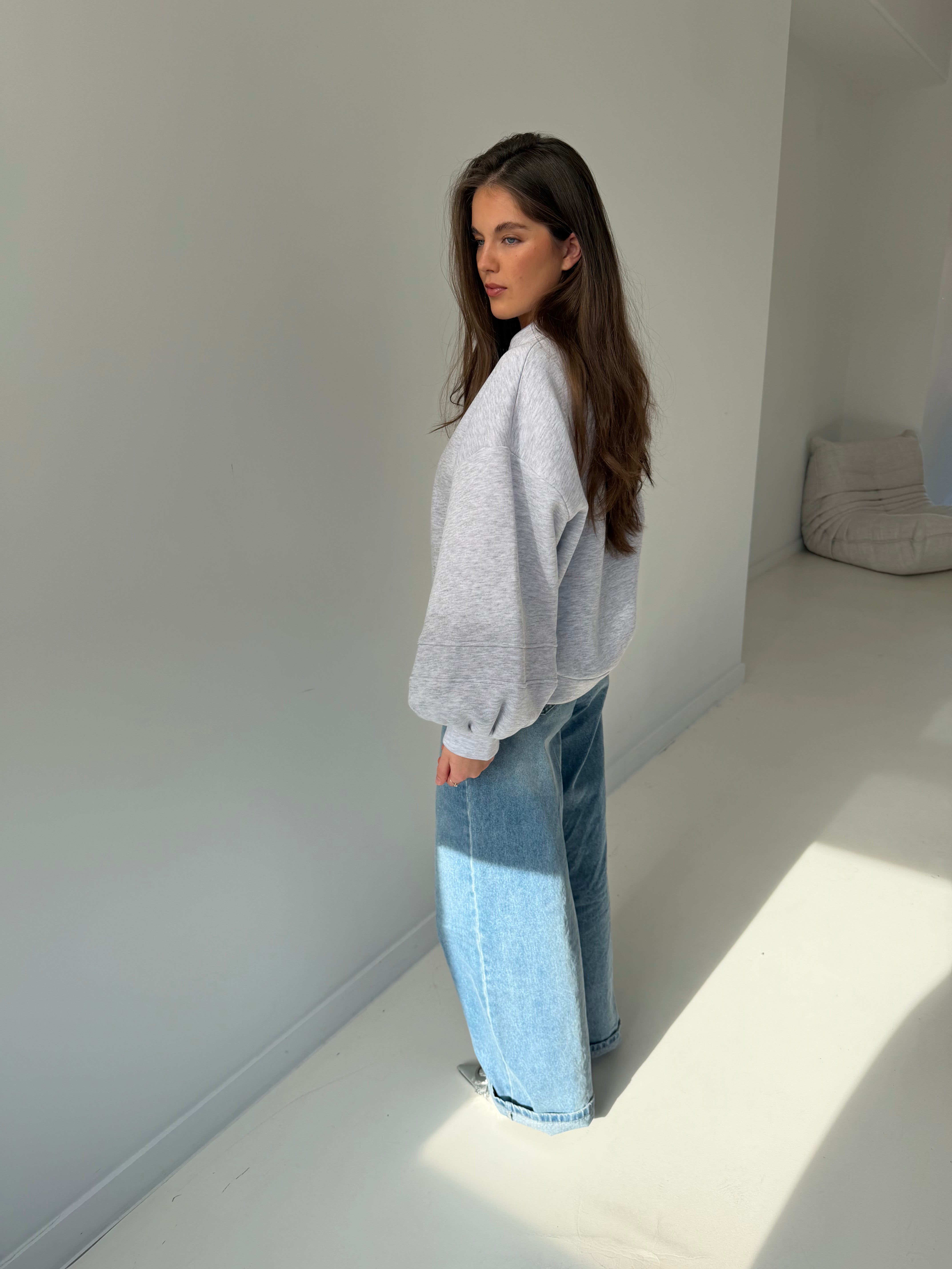 Beth | Zipped Balloon Vest - Light Grey