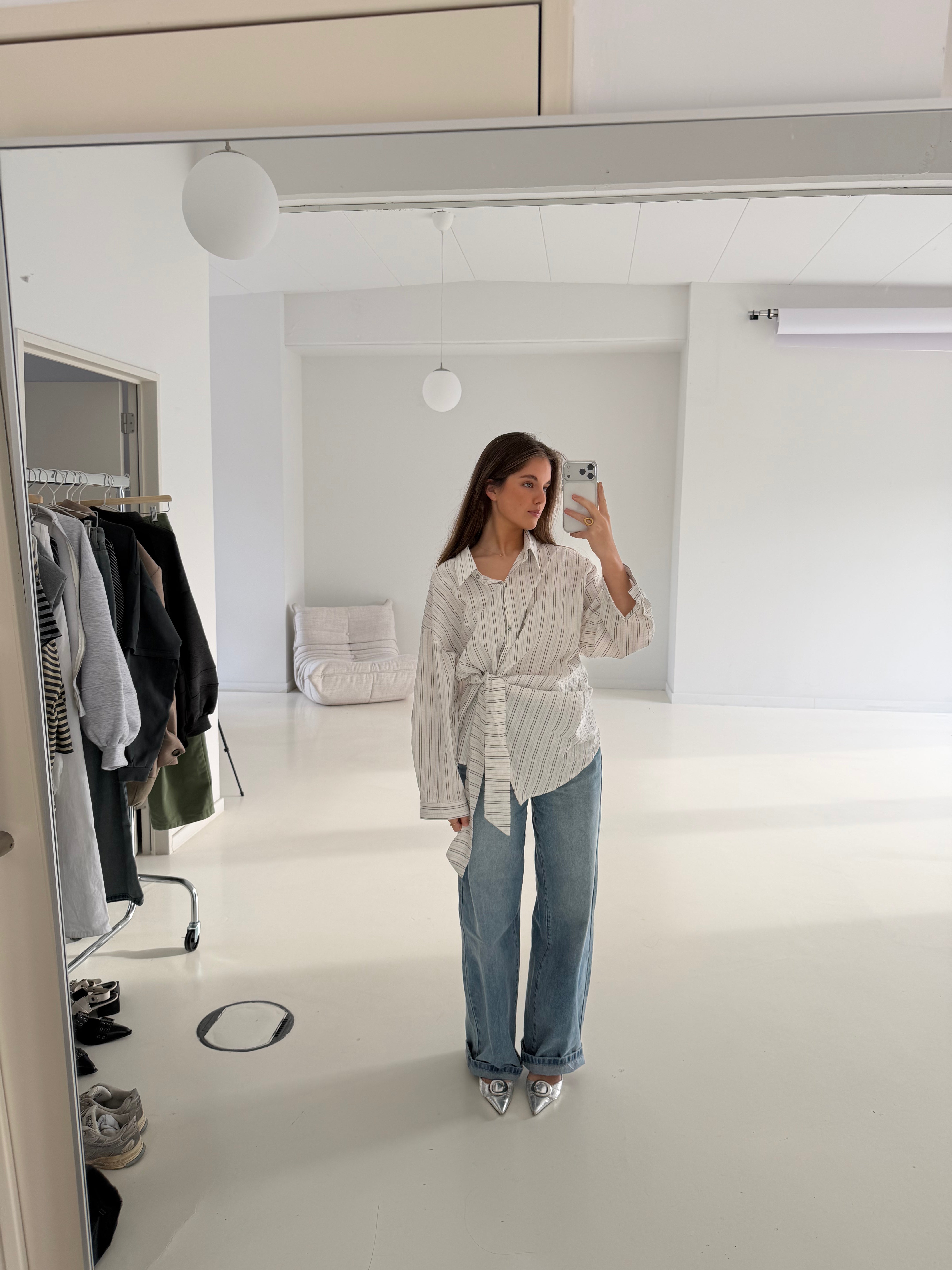 Alice | Side Wrapped Oversized Shirt - White