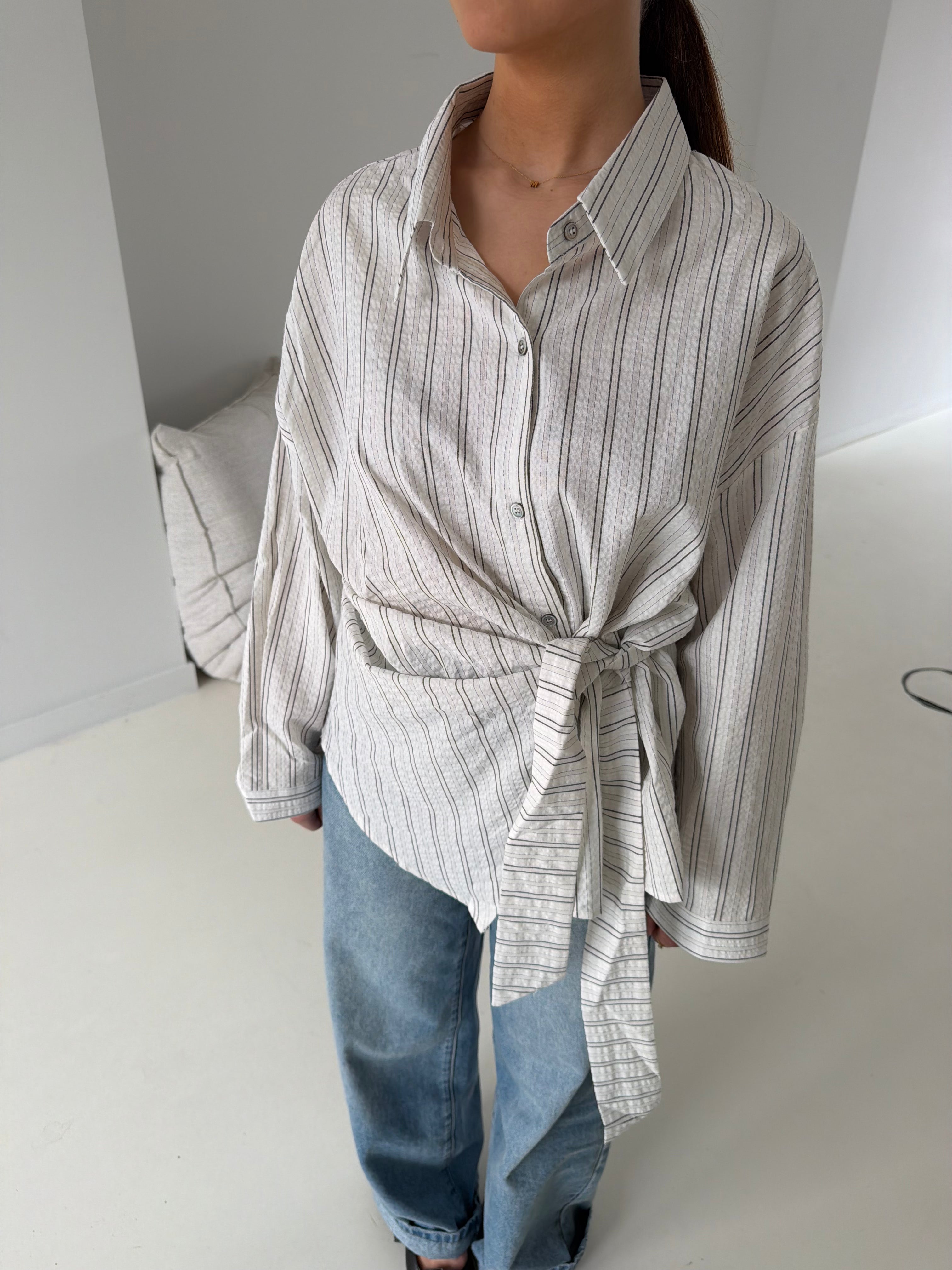 Alice | Side Wrapped Oversized Shirt - White