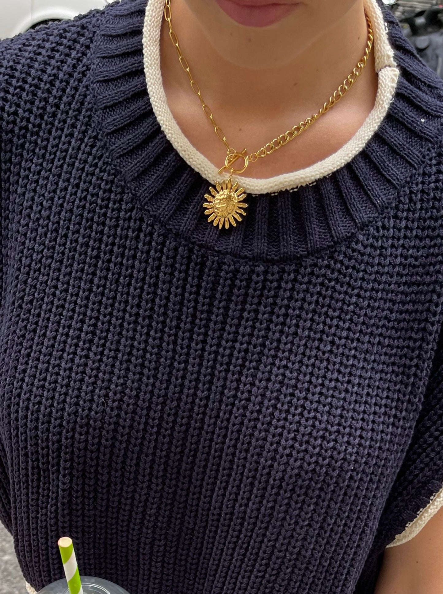 Maya | Sun Big Necklace Gold Tone