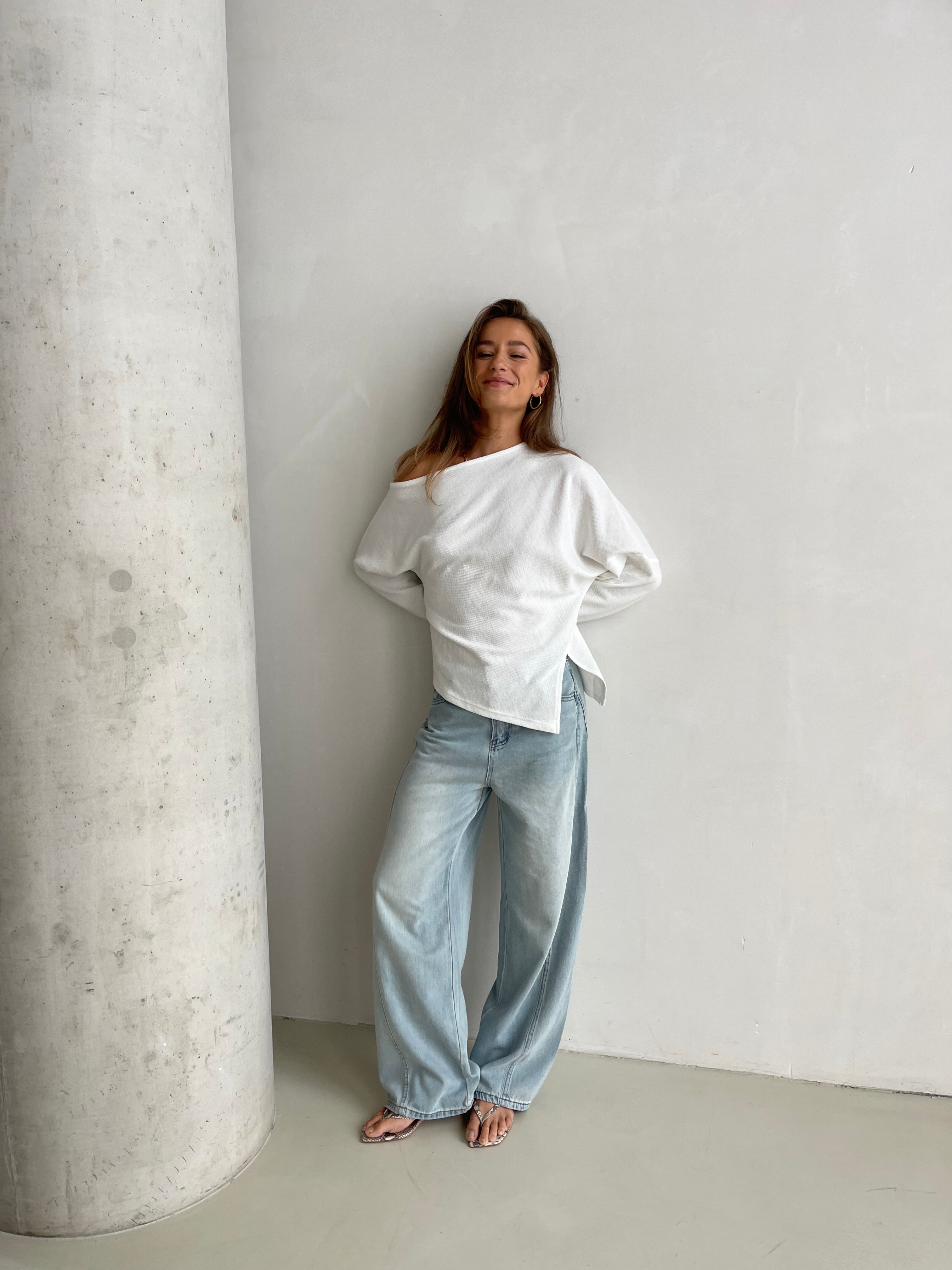 Asher | One Shoulder Top White