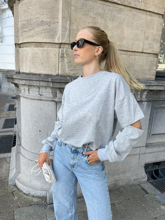 Bonnie | Cut-out sweater - Grey