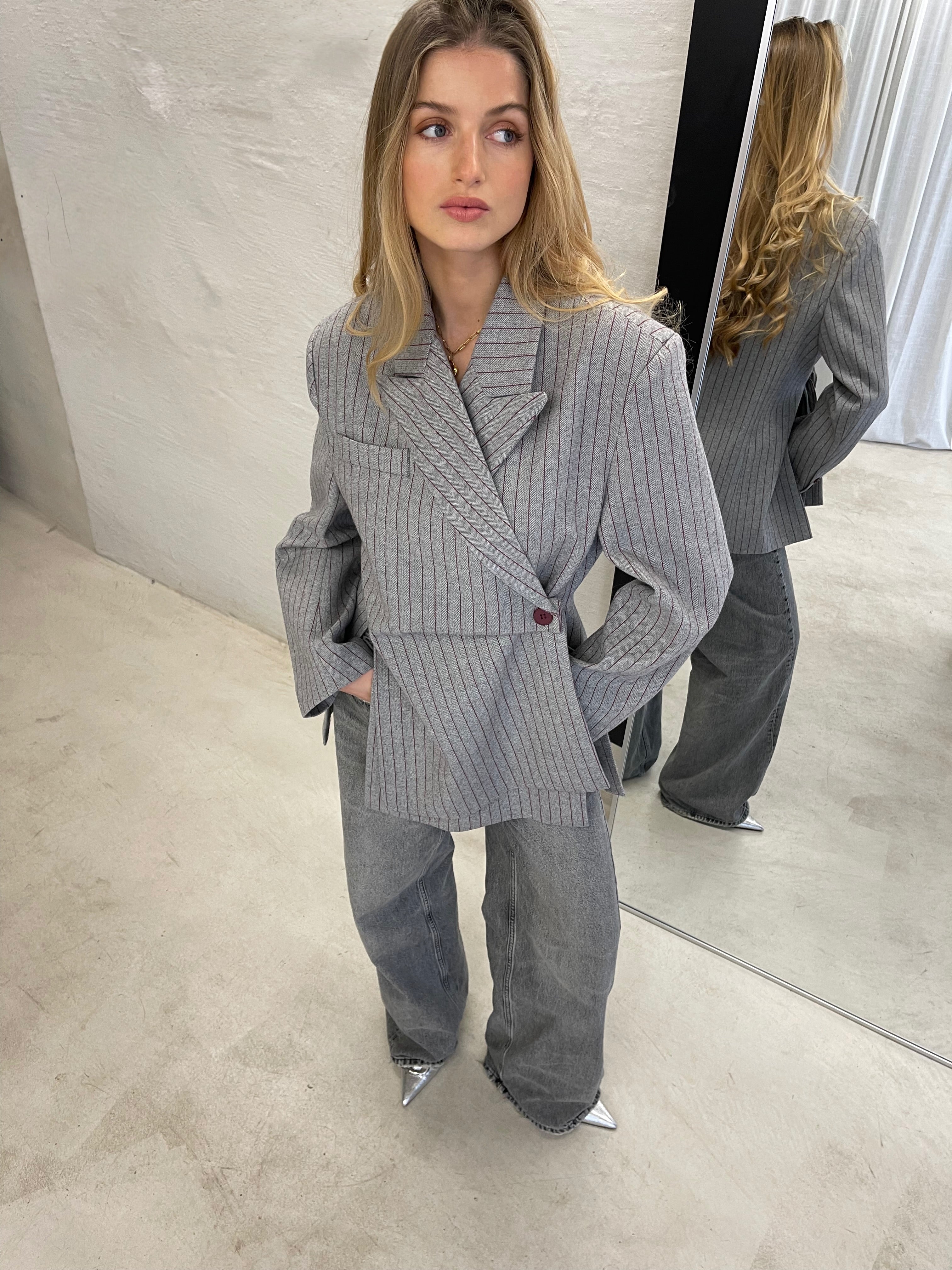 Eden | Side Buttoned Blazer With Stripes