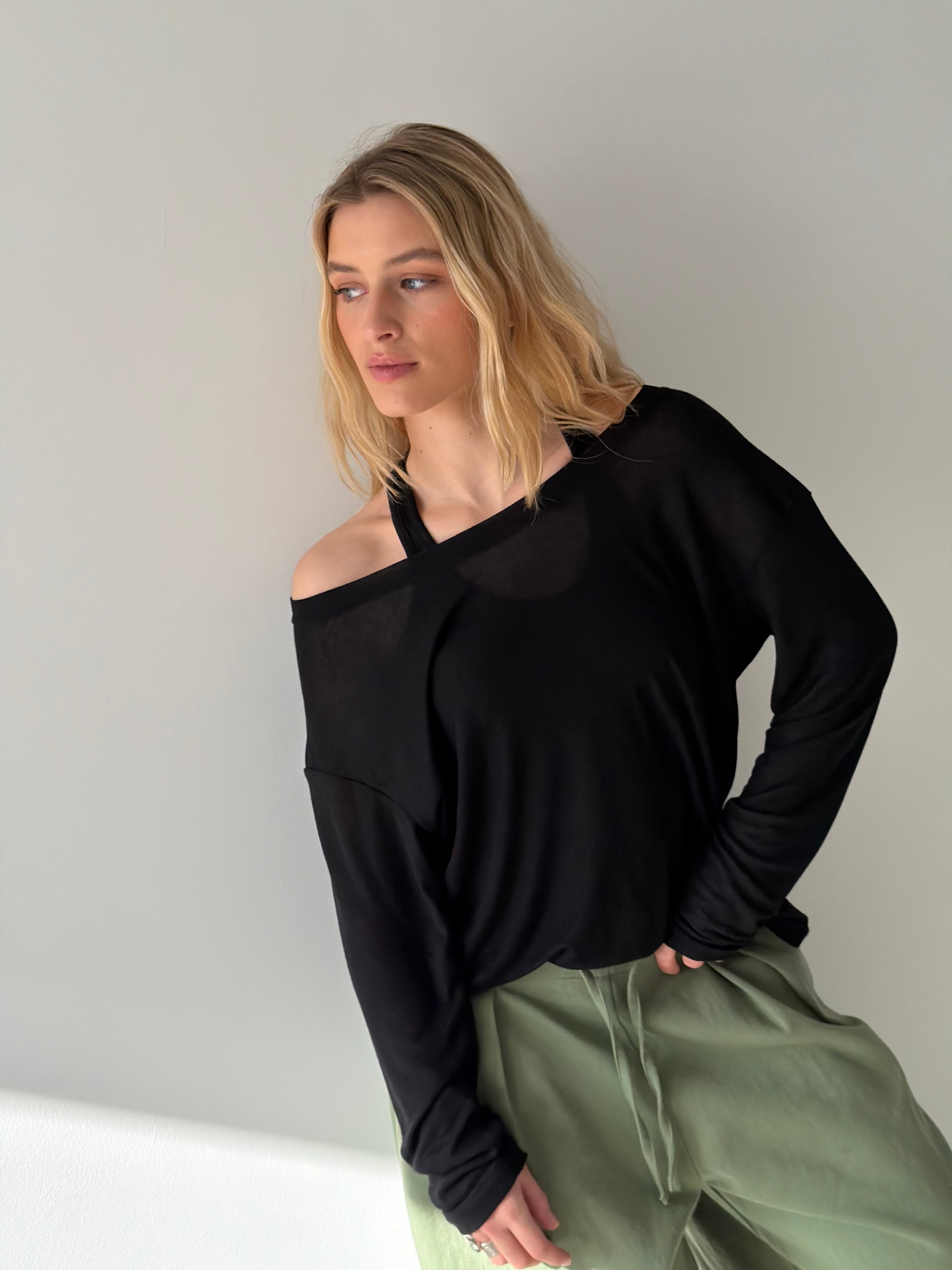 Agatha | Layered Tank and Tee Set - Black