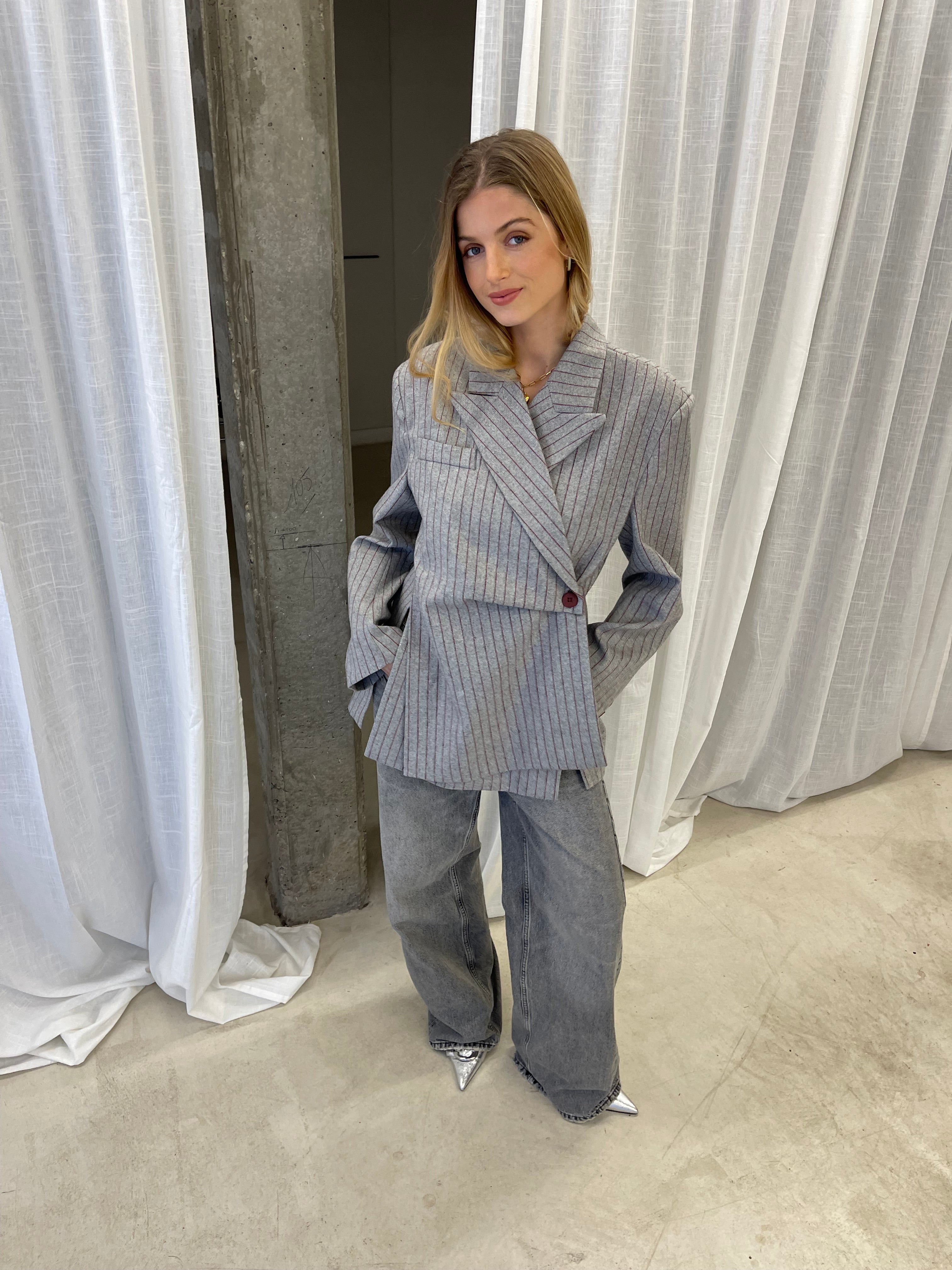 Eden | Side Buttoned Blazer With Stripes
