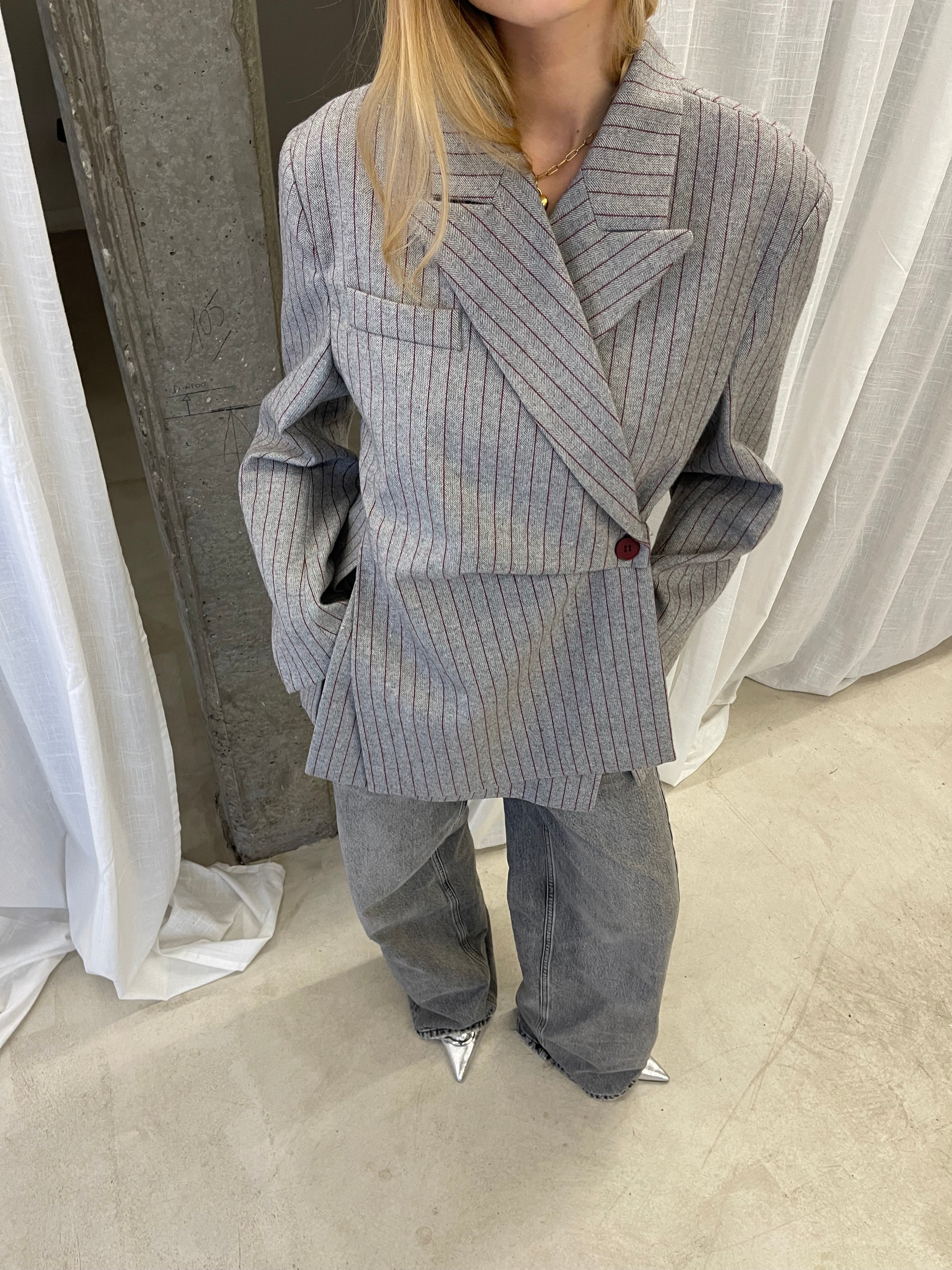 Eden | Side Buttoned Blazer With Stripes