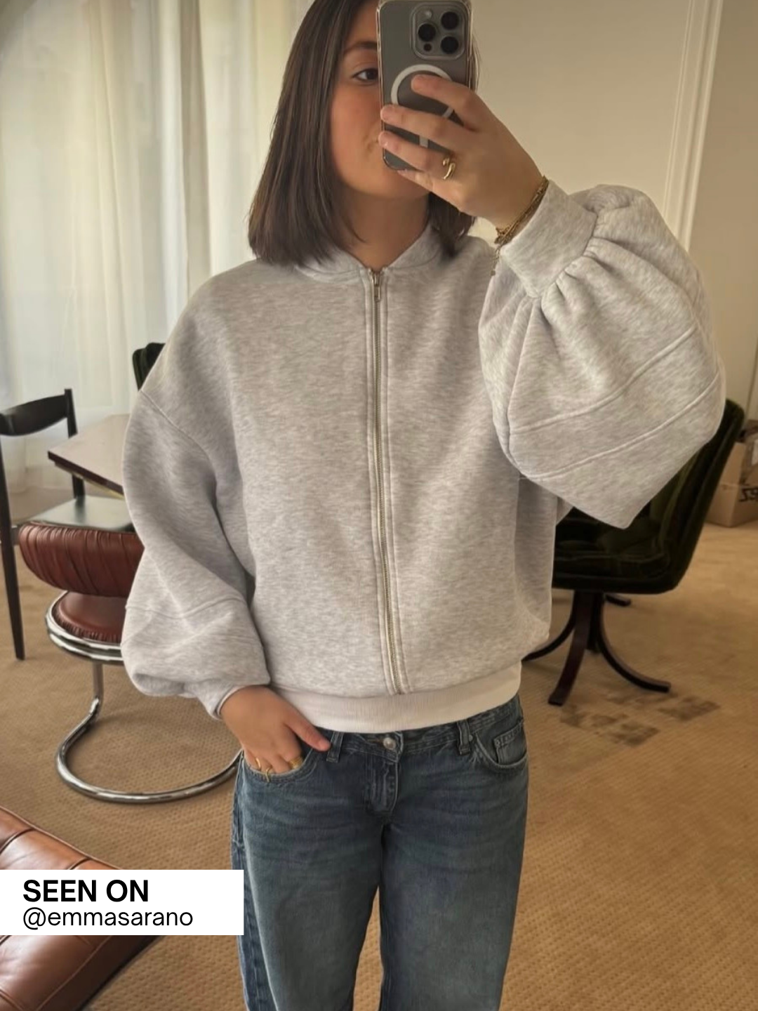 Beth | Zipped Balloon Vest - Light Grey