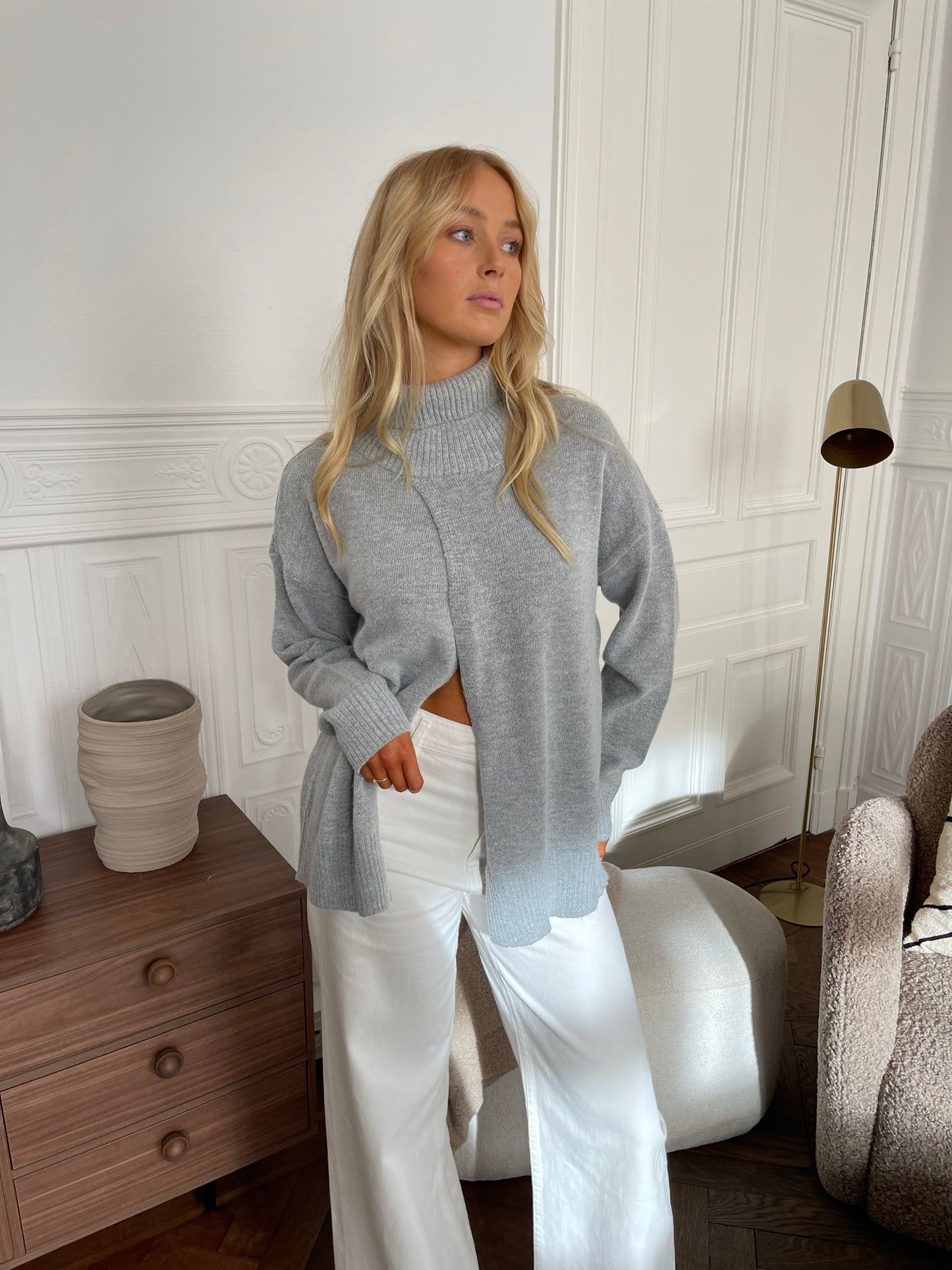 Byron | Turtle Neck Reversible Sweater Grey